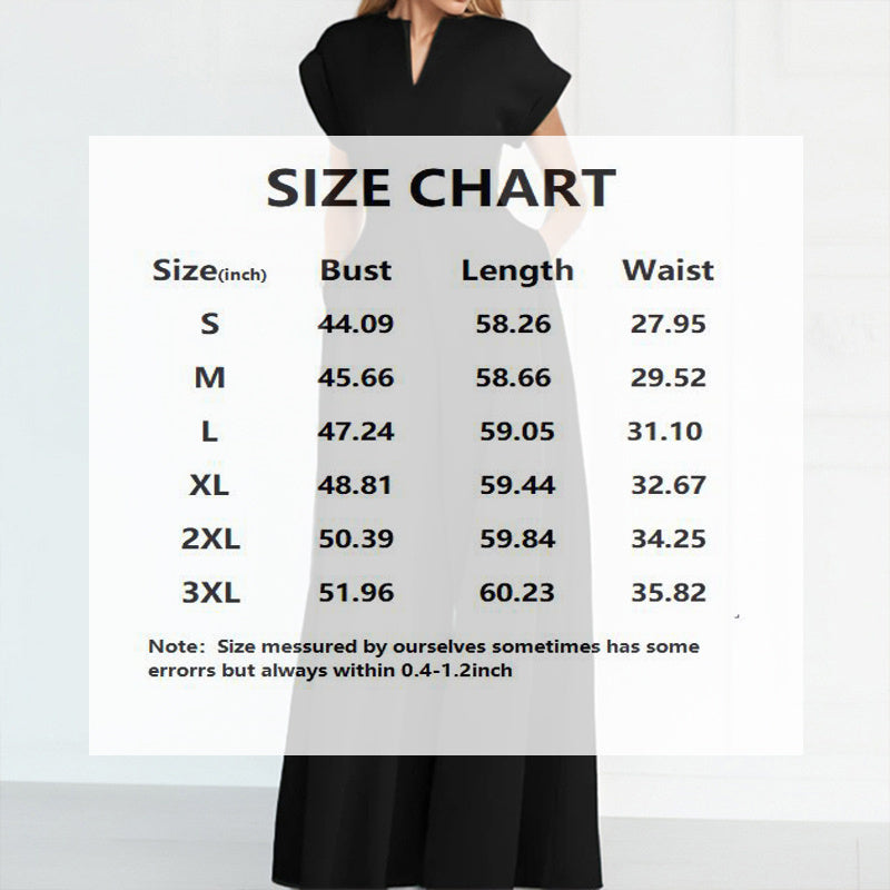 Women's V-Neck Solid Color Short Sleeve Jumpsuit