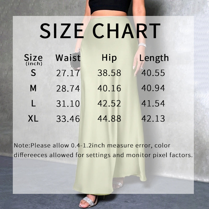 Women's Elegant Satin High Waist Flared Midi Skirt