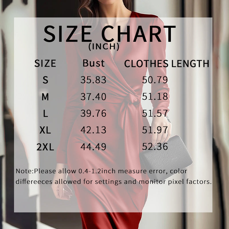 Women’s Elegant Burgundy Satin V-Neck Midi Dress with Belted Waist