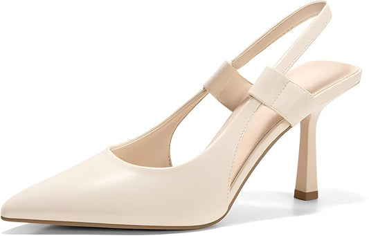 Women's Slingback Heels Closed Pointed Toe Slip-on Kitten Heels