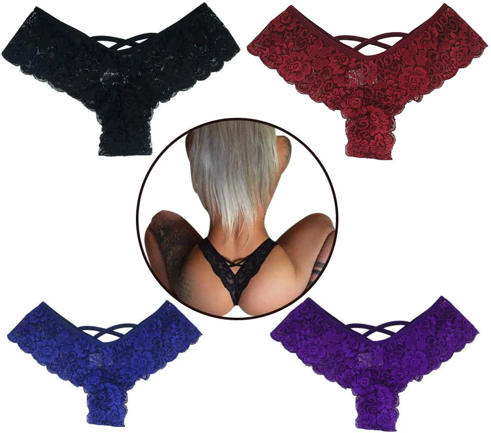 Elevé Luxe 4-Pack Lace Cheeky Thong Set